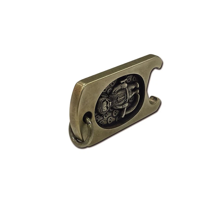 Retro Brass Skull Personality Penant Card Keychain Fashion Necklace Opener EDC 07FC0E-D4 - KOEEK