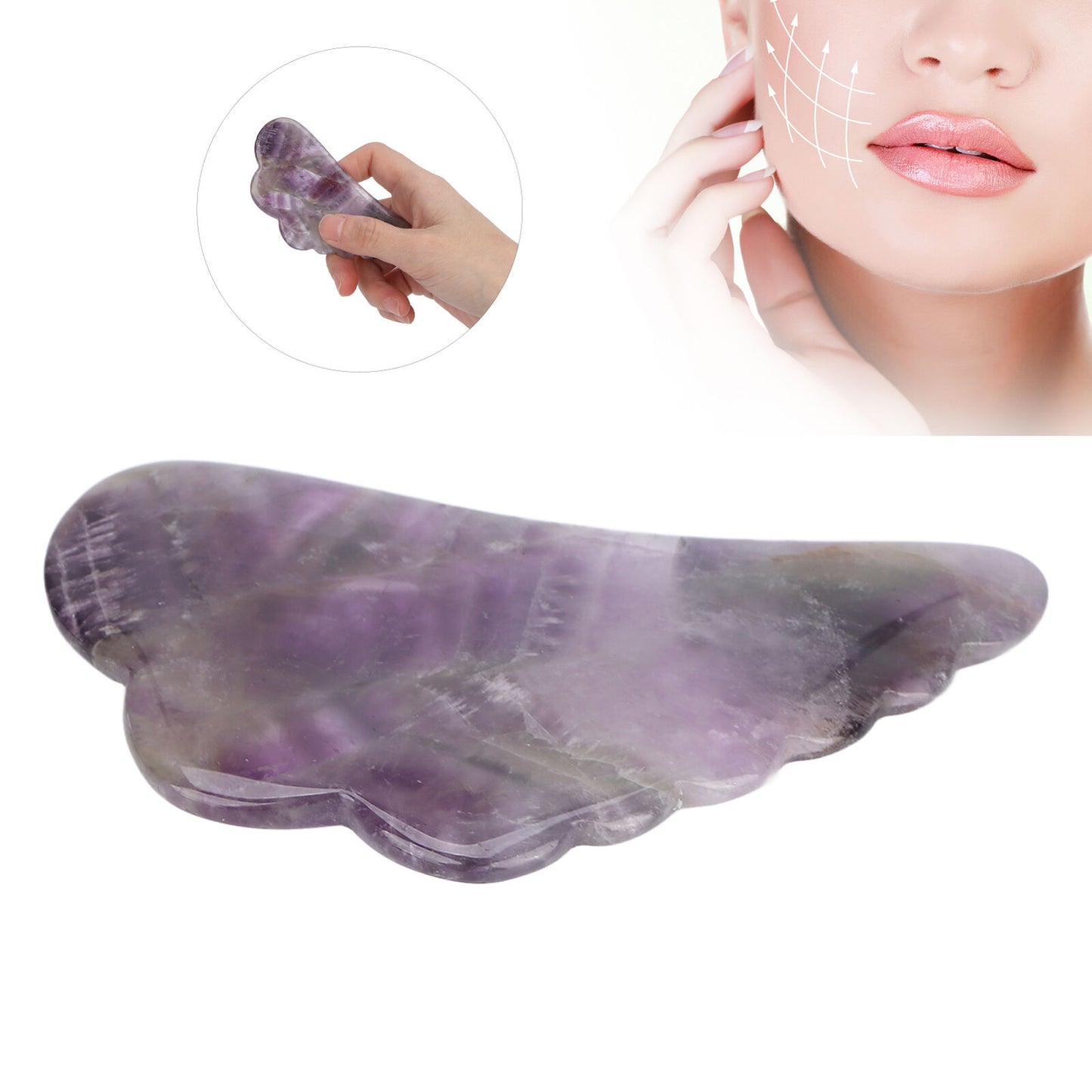 new Amethyst Stone Guasha Board Scraping Massage For Acupuncture Massage Lifting HGF koeek - KOEEK