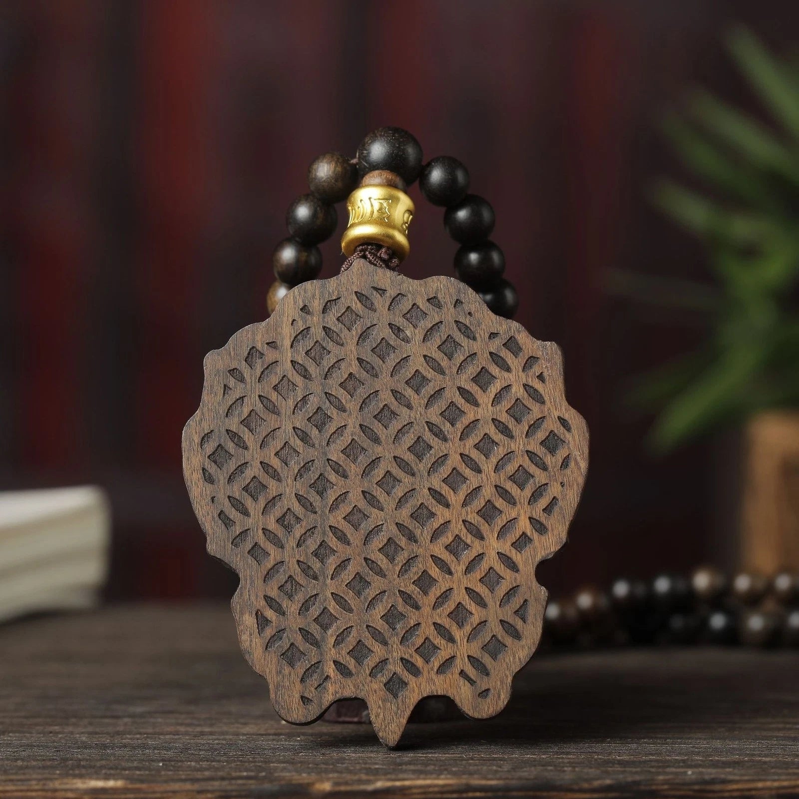 Amulet Double Sided Ornament Yellow Kyara Agarwood Pendant Carved Taotie 07FC0E-D4 - KOEEK