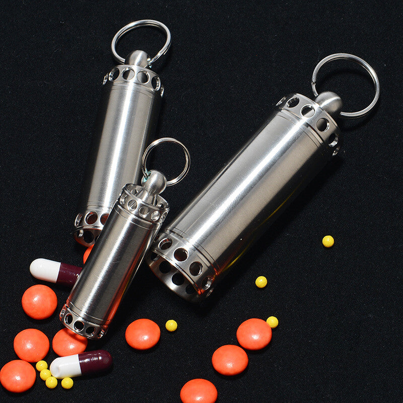 Solid Metal Outdoor Camping Survival EDC Multi Tool Waterproof Medicine Pill Box 07FC0E-D4 - KOEEK