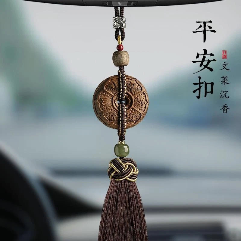 Golden Phoebe Peace Buckle Car Hanging Wooden Ornament Rearview Mirror Decor 07FC0E-D4 - KOEEK
