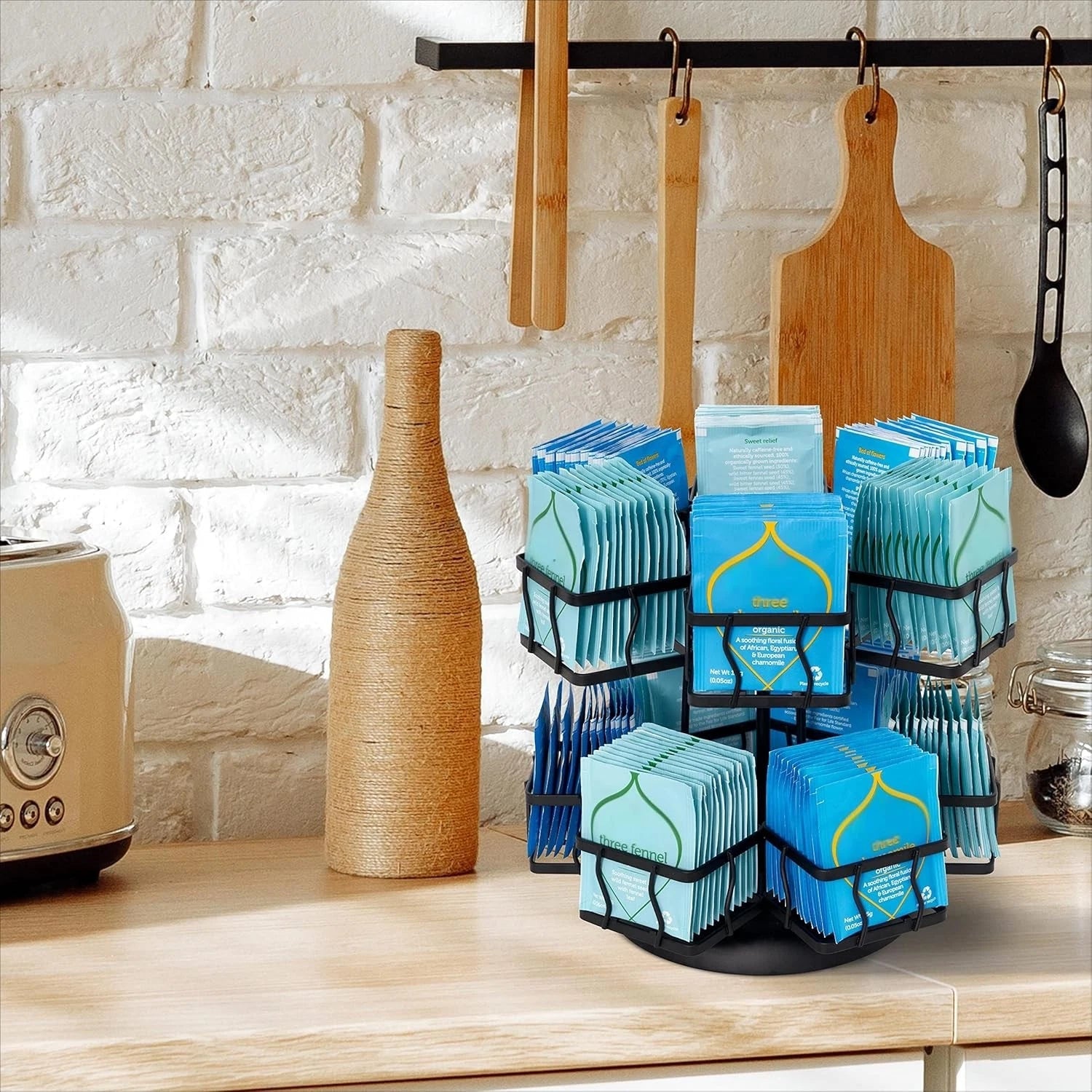 Tea bag storage rack - Rotating carousel stand with 12 compartments 07FC0E-D4 - KOEEK