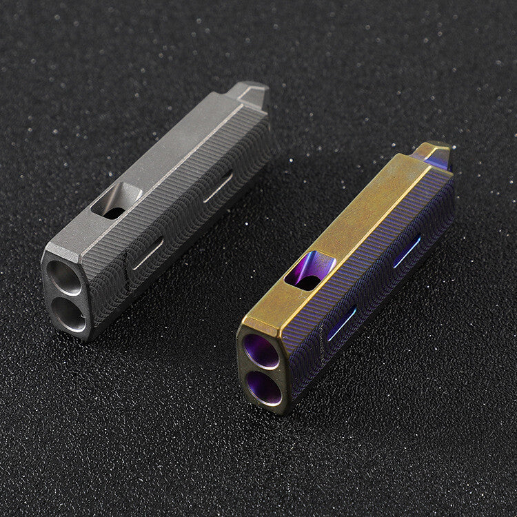 Titanium Emergency Whistle Survival Safety Whistle Double tubes Outdoor EDC Gift 07FC0E-D4 - KOEEK