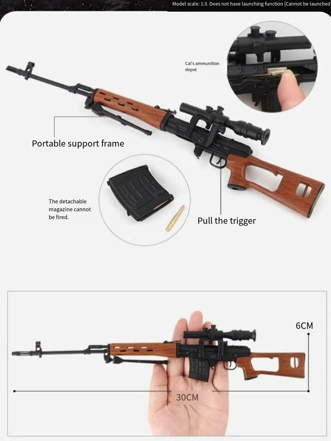 1/3 Scale SVD Sniper Rifle Metal Non-Firing Model Kit Removable Parts Display 07FC0E-D4 - KOEEK