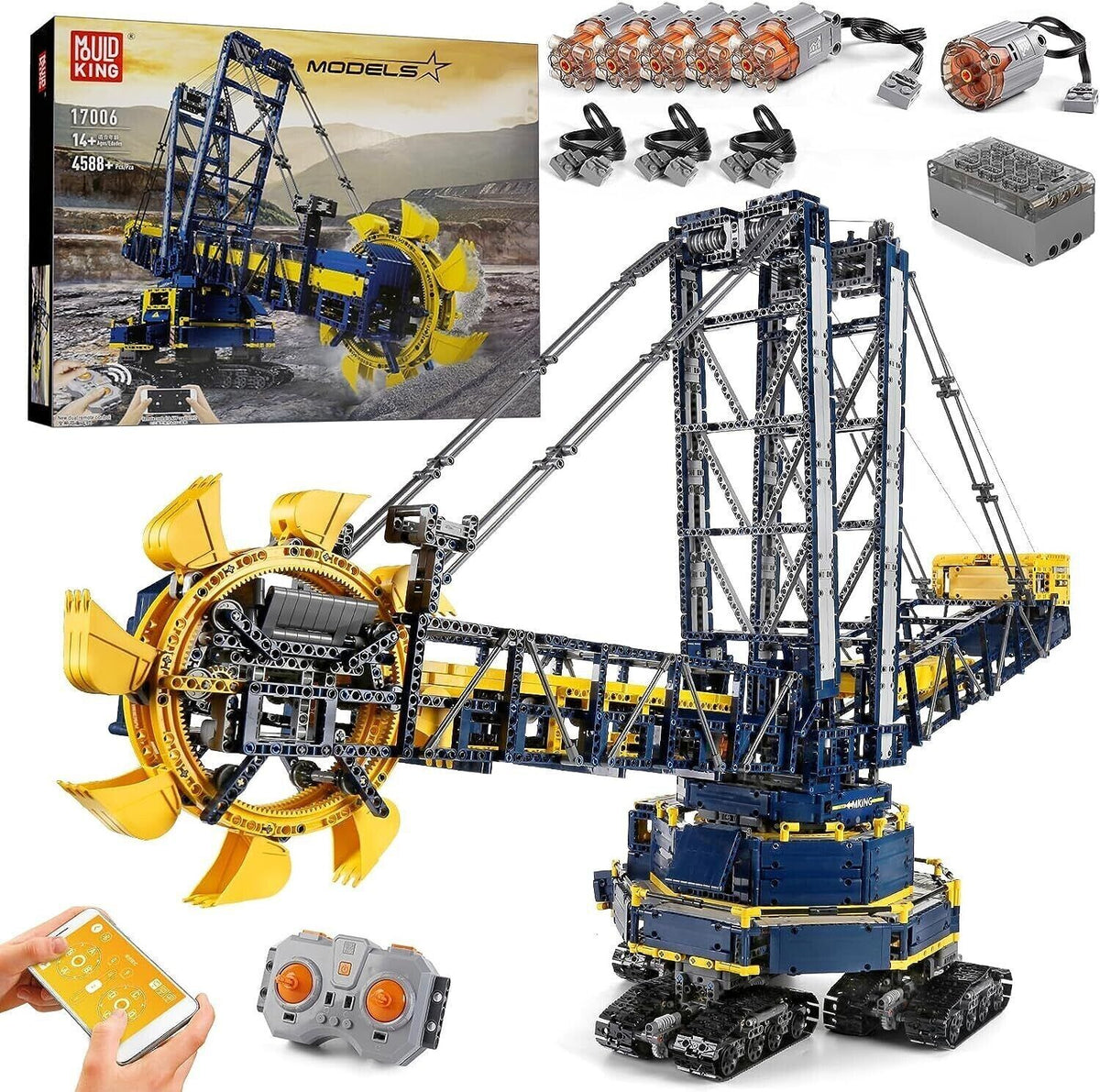 new Mould King 17006 Bucket Wheel Excavator Crane Building Block Toy Remote Control MOULD KING - KOEEK