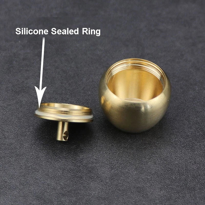 Brass Keychain Waterproof Storage Box Sealed Pill Capsula Portable Tank EDC Tool 07FC0E-D4 - KOEEK