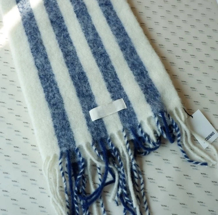 Unisex Striped Breathable Thin Scarf  Flax Linen Tasseled Stole Neckerchief 07FC0E-D4 - KOEEK