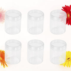 new 6 Pcs Clear Container with Lid Empty Makeup Containers Sample Jars Round koeek - KOEEK