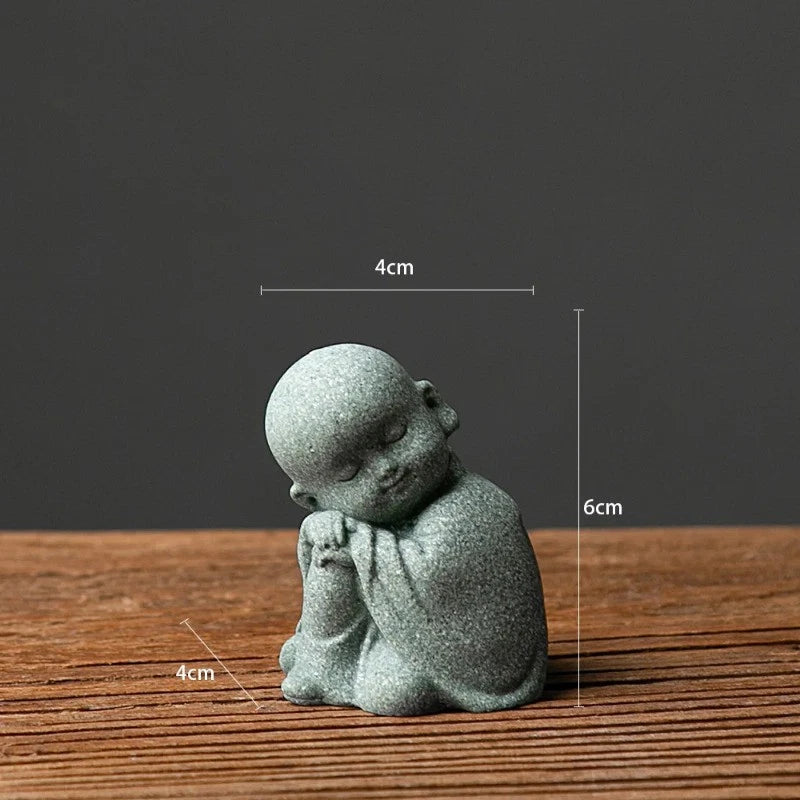 1Pc Buddhist Monks Figurine Buddha Stone Statue Chinese Fengshui Zen Decoration 07FC0E-D4 - KOEEK