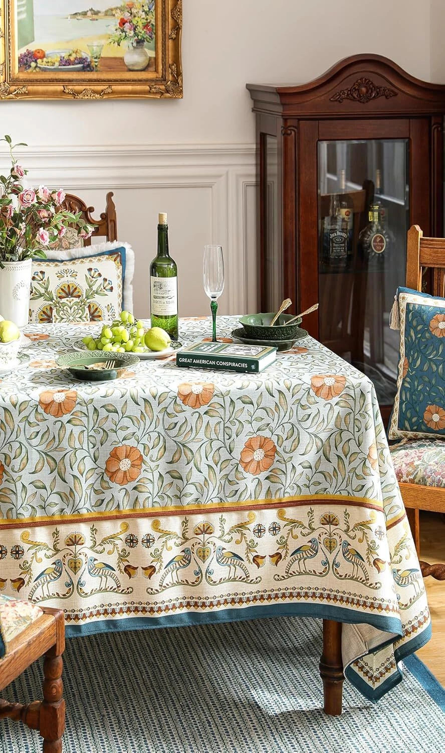 French Linen Rectangular Tablecloth, Italian Floral Tablecloths 07FC0E-D4 - KOEEK