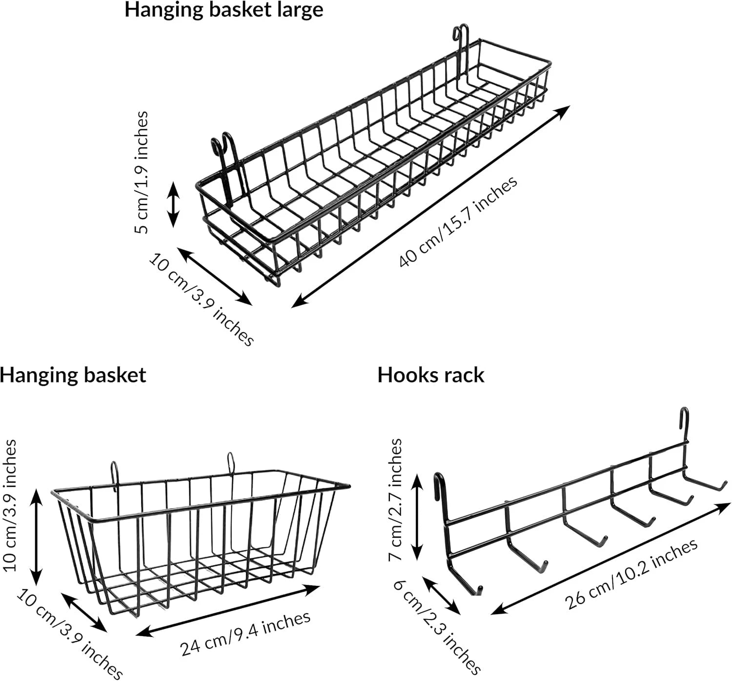 Suspended basket and hook rack | Wall grid accessories 07FC0E-D4 - KOEEK