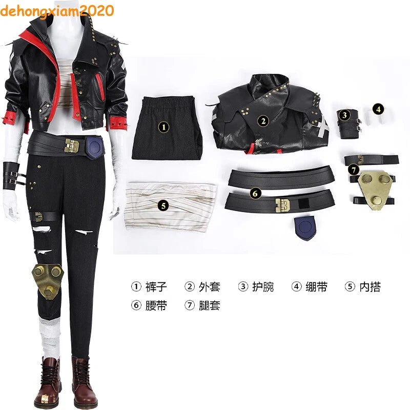 LOL Arcane Season 2 蔚 Vi Costume Women Jacket Trousers Outfits Prop Halloween 07FC0E-D4 - KOEEK