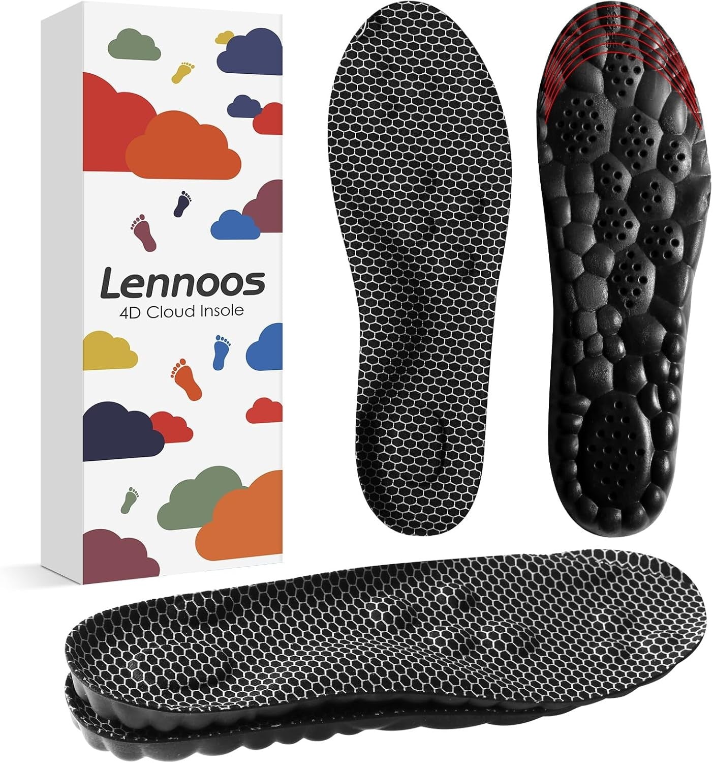 new 4D Cloud Soles for Men - Memory Foam Cushioning Steppers US M 7.5-10.5, Black 07FC0E-D4 - KOEEK