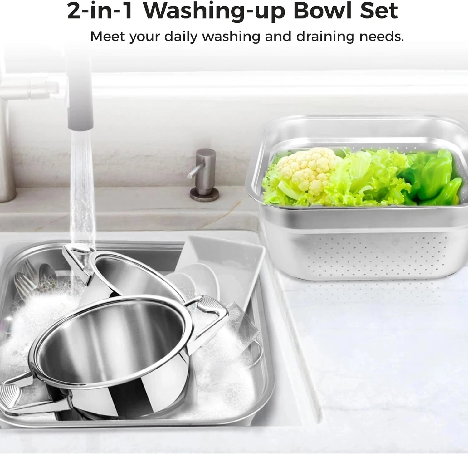 Stainless steel dishwashing basin, multi-functional sink dishwashing basin 07FC0E-D4 - KOEEK