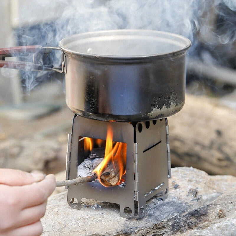 Portable Camping Titanium Stove Lightweight Folding Wood Burning Stove Camping 07FC0E-D4 - KOEEK