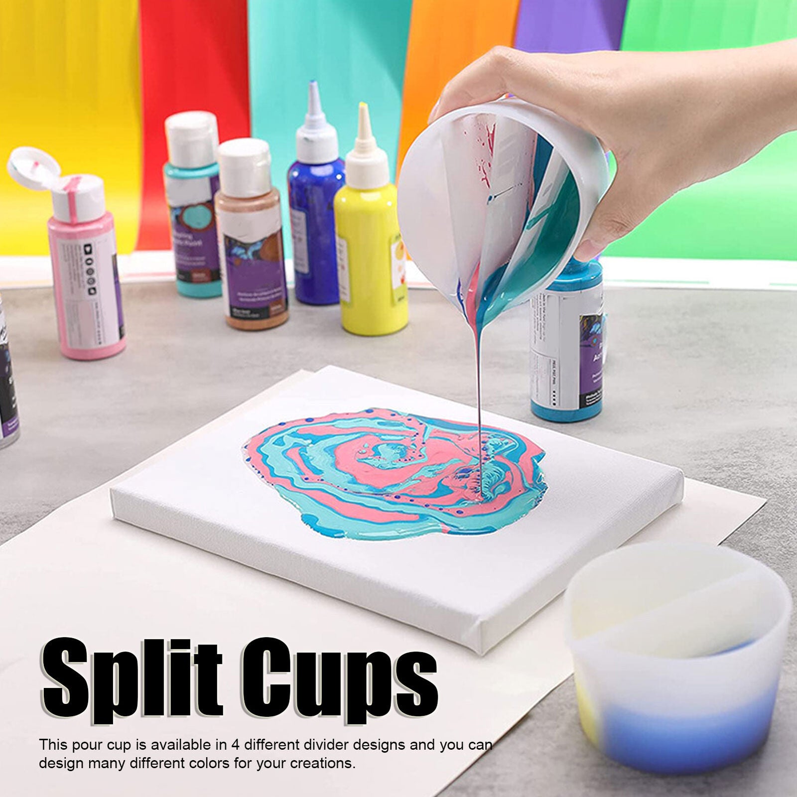 new 4 Styles Split Cups Paint Pouring Paint Aromatherapy Melting Wax Pouring Cup HGF koeek - KOEEK