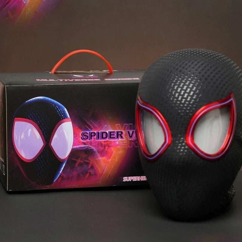 In US! Miles Morales Spider Man Mask Movable Eyes Remote Ring Control Cos Gift 07FC0E-D4 - KOEEK