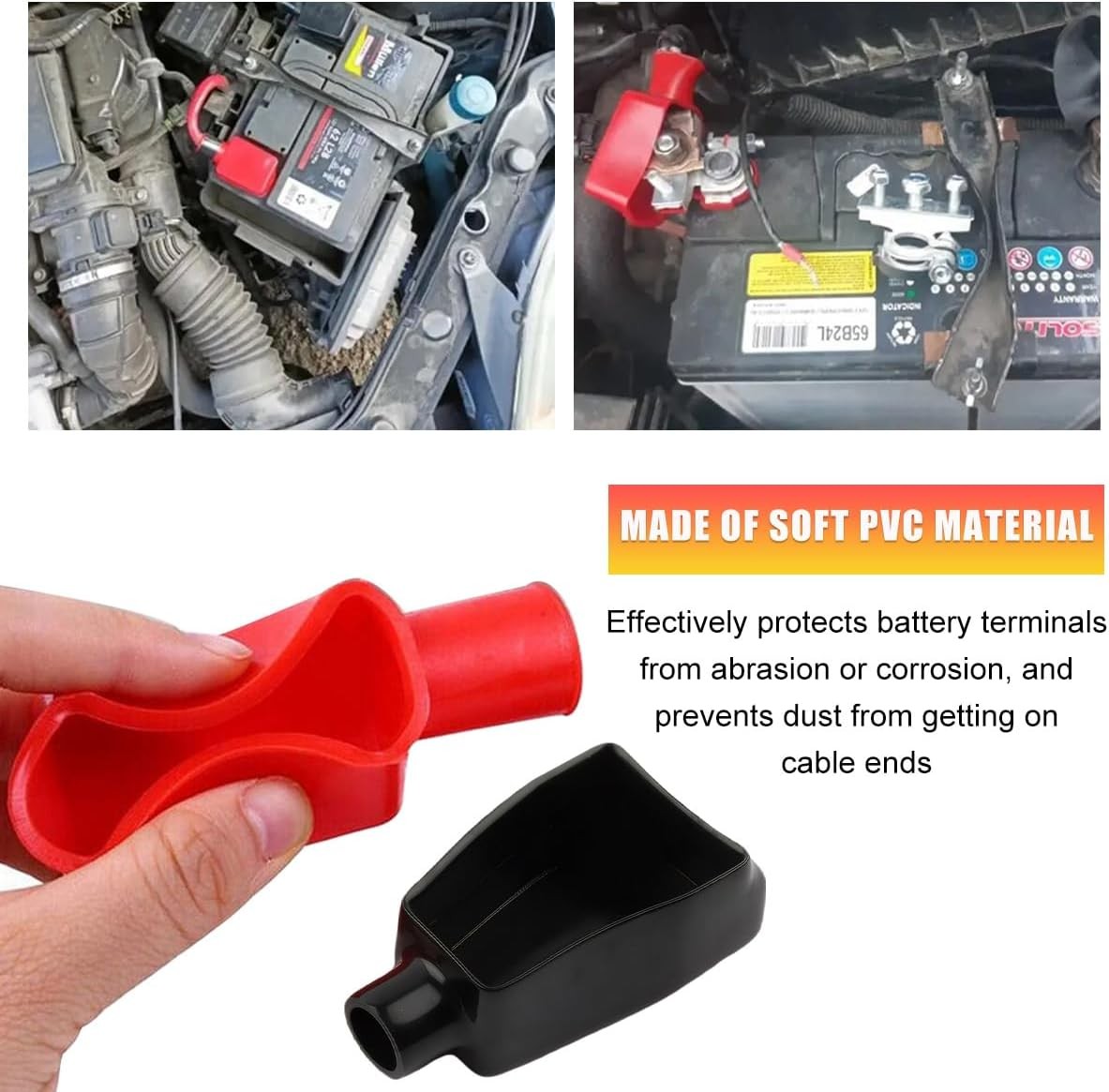 new 2 PCS Battery Terminal Cover, Soft Rubber Positive Negative Insulating 2 07FC0E-D4 - KOEEK