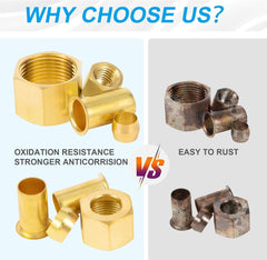 new 1/4", 3/8", 5/16", OD Brass Compression Insert,Sleeve Select Size, Gold 07FC0E-D4 - KOEEK