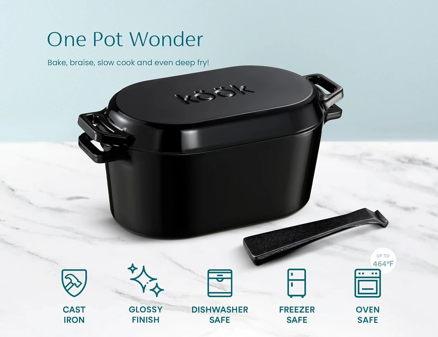 Dutch Oven for Sourdough Bread Baking with Lid, Double Handle 07FC0E-D4 - KOEEK