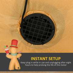 HOMCOM 7.5ft Christmas Inflatables Gingerbread Man with Candy Cane LED Lights HOMCOM - KOEEK