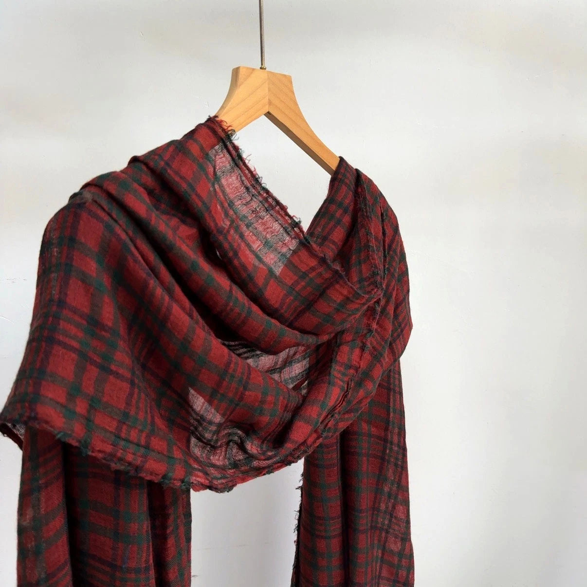 Mens soft Acrylic Wool Winter Scarf Red plaid Unisex Winter Autumn Neckerchief 07FC0E-D4 - KOEEK
