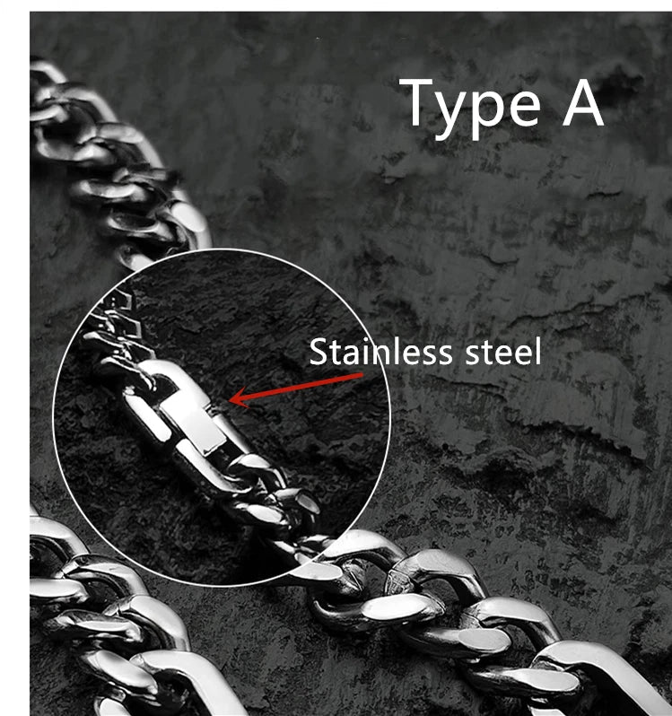 Pure Titanium Necklace 10.5mm Grinding Six Faced Cuban Chain Anti Allergy 23.6" 07FC0E-D4 - KOEEK