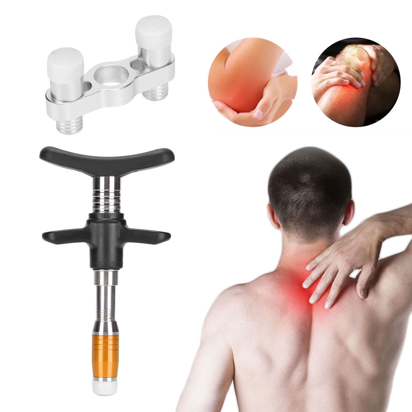 new Spinal Massager Single Head 10 Levels Spine Correction Spine Massage(Gold ) HGF koeek - KOEEK