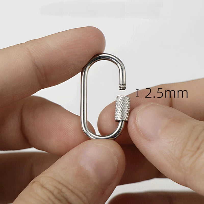 2pcs Mini Climbing Stainless Steel Screw Carabiner Lock Clasp Keychain Clip Hook 07FC0E-D4 - KOEEK