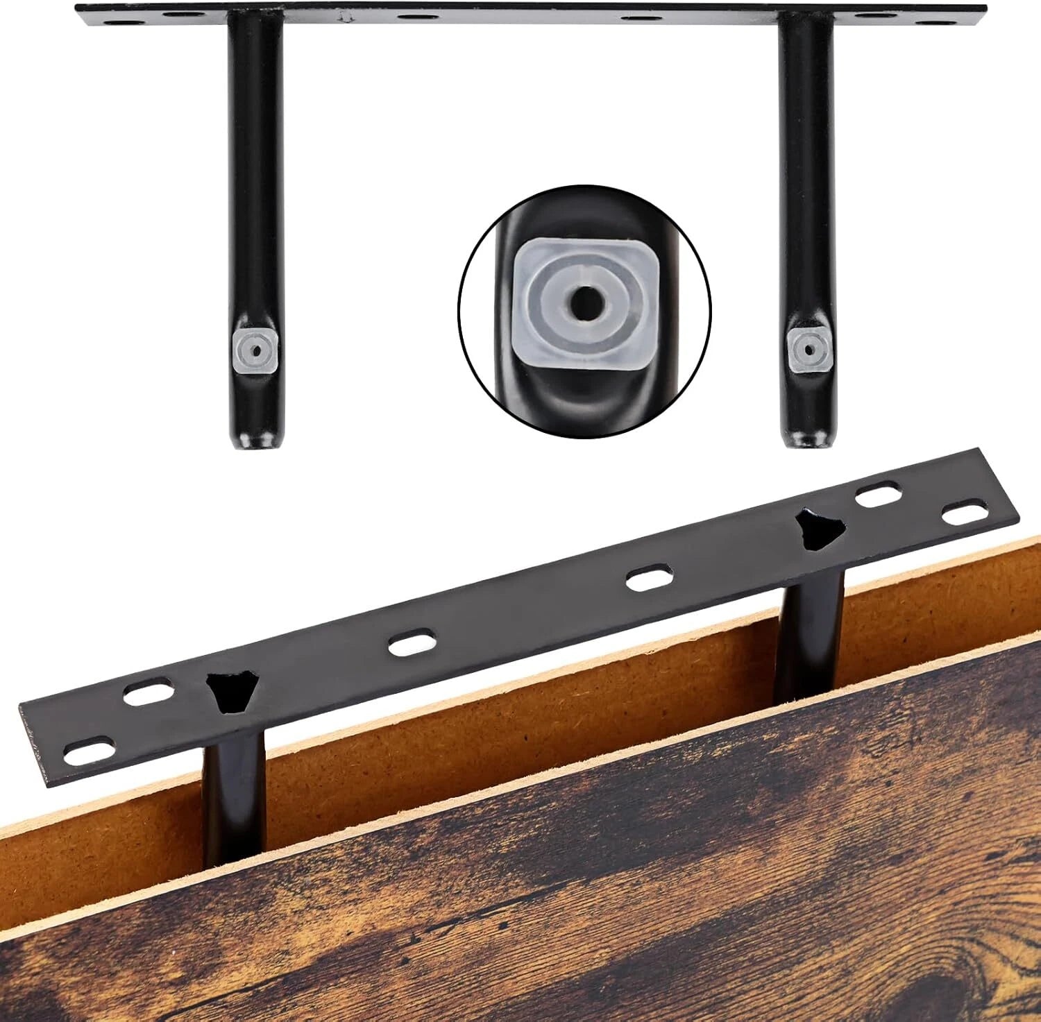 15.8-Inch Floating Shelf, Set of 6 Wooden Shelves, (Rustic Brown) 07FC0E-D4 - KOEEK