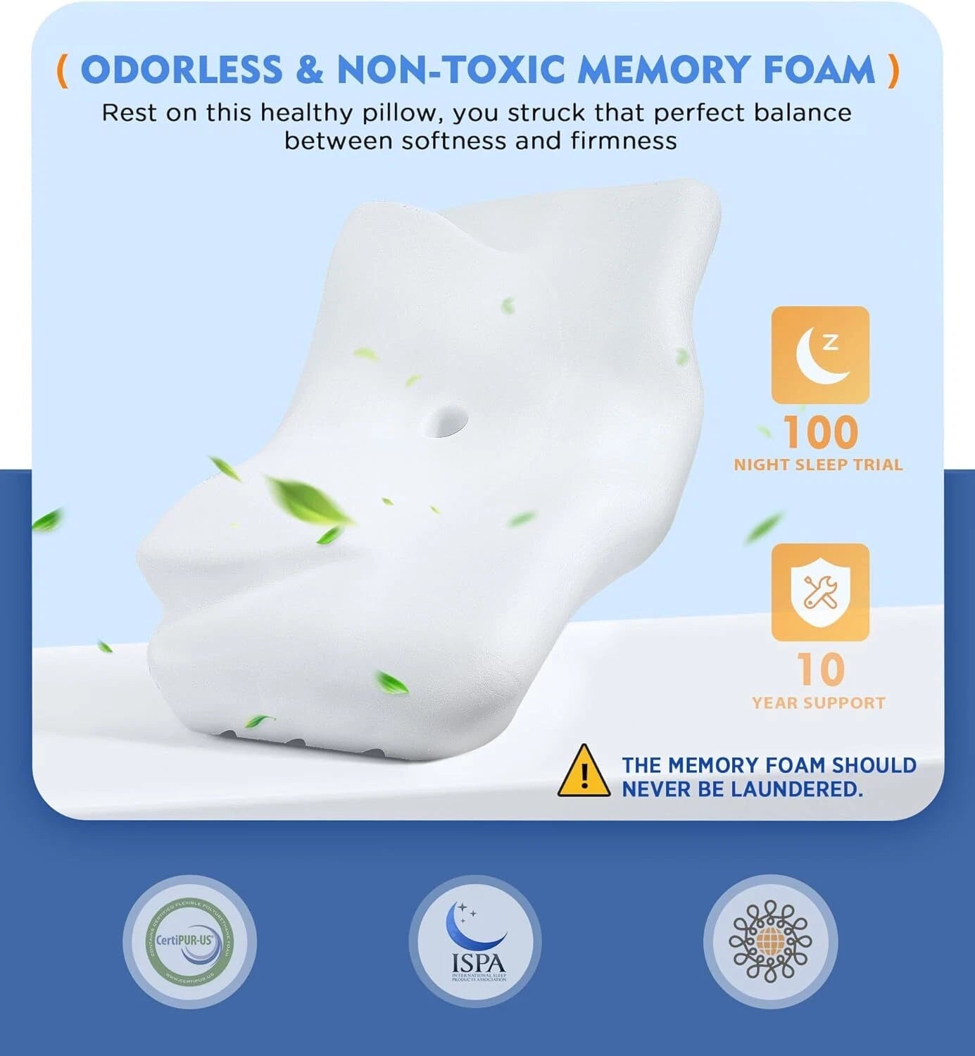 Cervical Pain Relief Cervical Pillow, Hollow Design Odorless Memory Foam Pillow 07FC0E-D4 - KOEEK