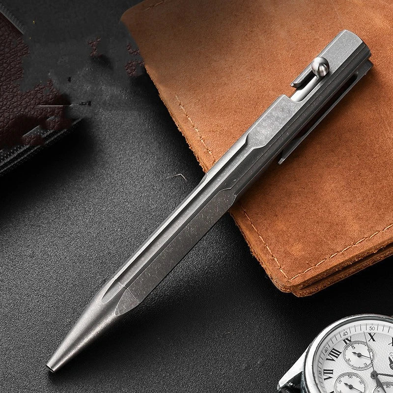 Titanium Bolt Action Ballpoint Pen EDC Pocket Pen Business Office Writing Gift 07FC0E-D4 - KOEEK