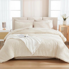 King Beige Pocket Bed - 7 Piece, Tufted Lightweight Fluffy Bed Set 07FC0E-D4 - KOEEK