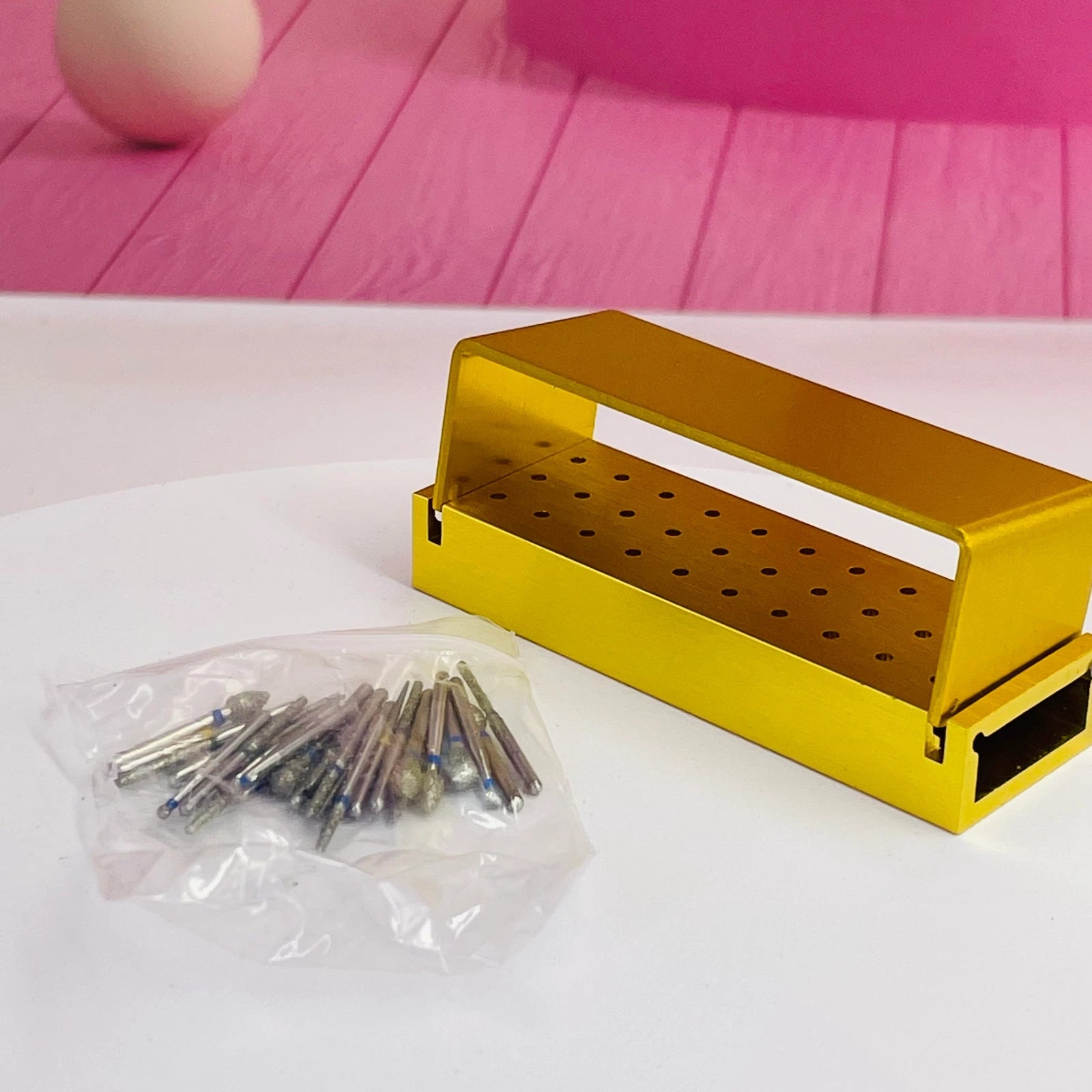 30pcs Dental Diamond Burs Drill+Disinfection Bur Block High Speed Handpiece Kit 07FC0E-D4 - KOEEK