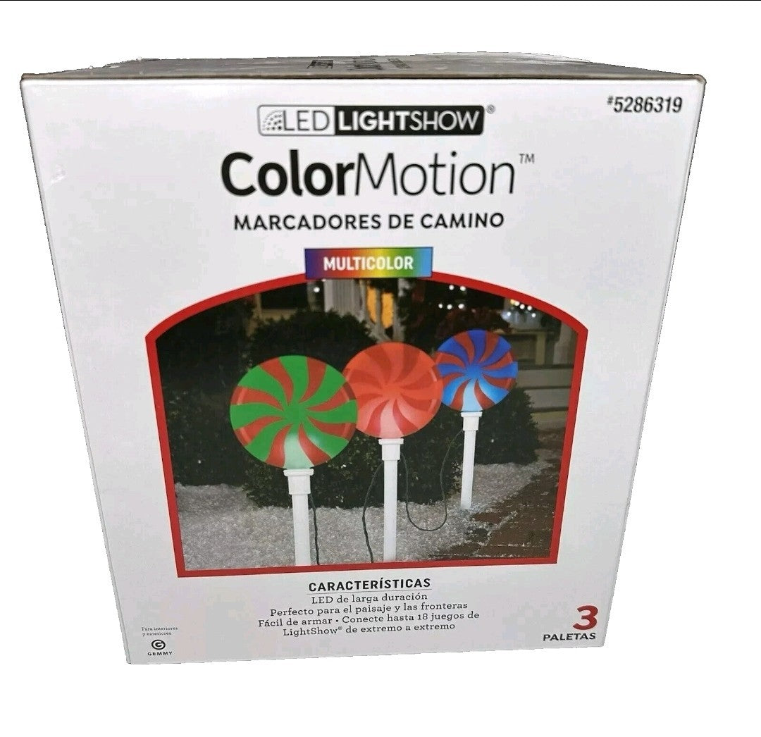 3 LED Lightshow ColorMotion Peppermint Lollipop Christmas Pathway Lights Gemmy GEMMY - KOEEK