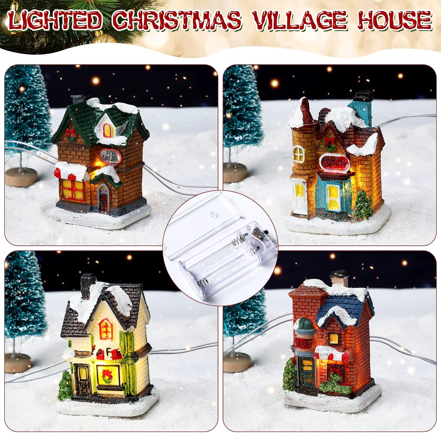 31 Pcs Christmas Village Figurines Decoration Set Lighted LED Christmas Village 07FC0E-D4 - KOEEK