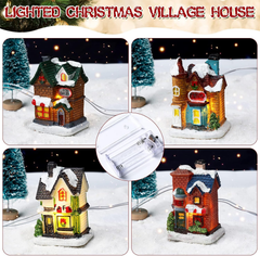 31 Pcs Christmas Village Figurines Decoration Set Lighted LED Christmas Village 07FC0E-D4 - KOEEK