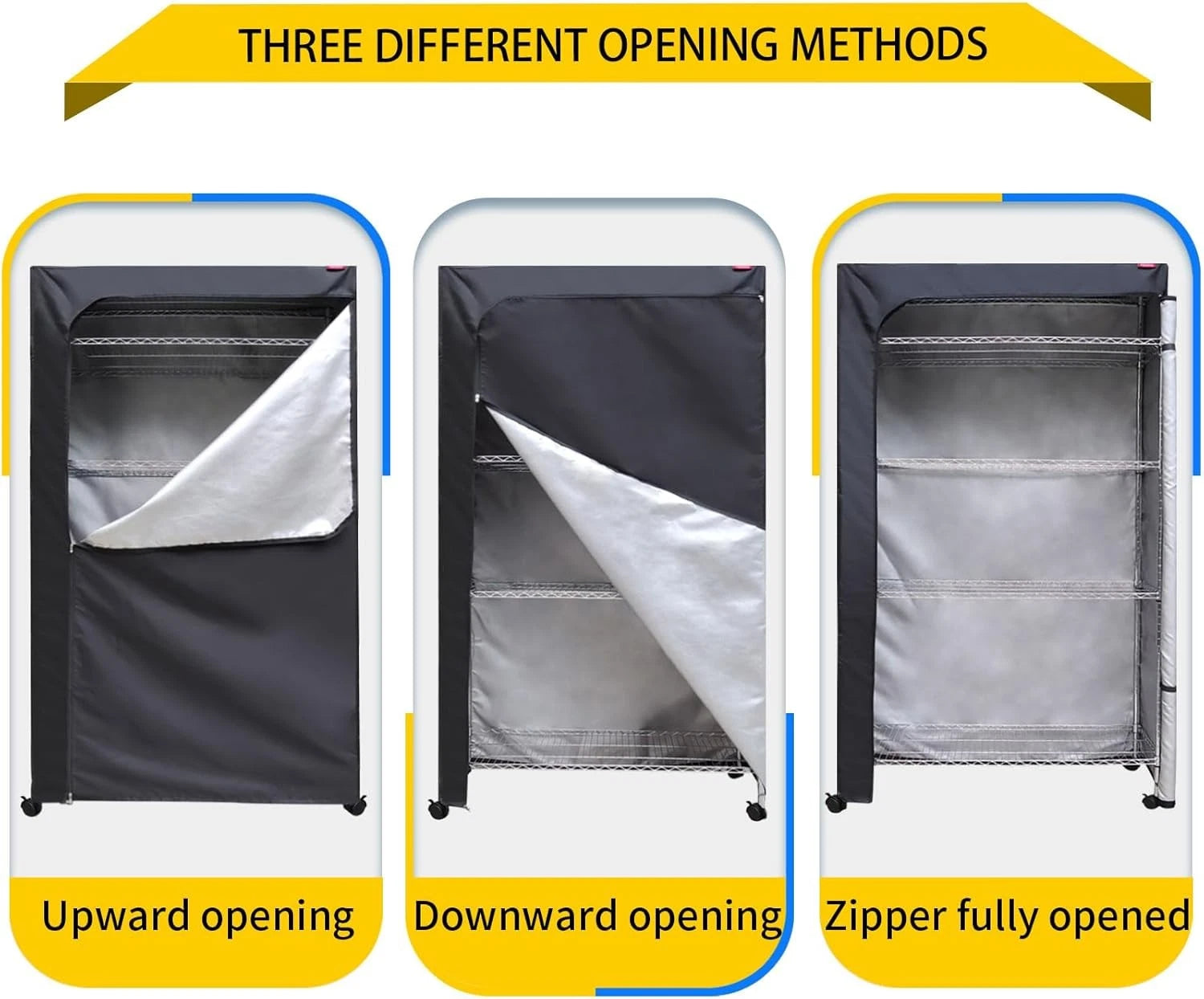 Shelf Cover Wire Shelving Rack Dust Cover 48X18X72,The Two-Way Zipper Design 07FC0E-D4 - KOEEK