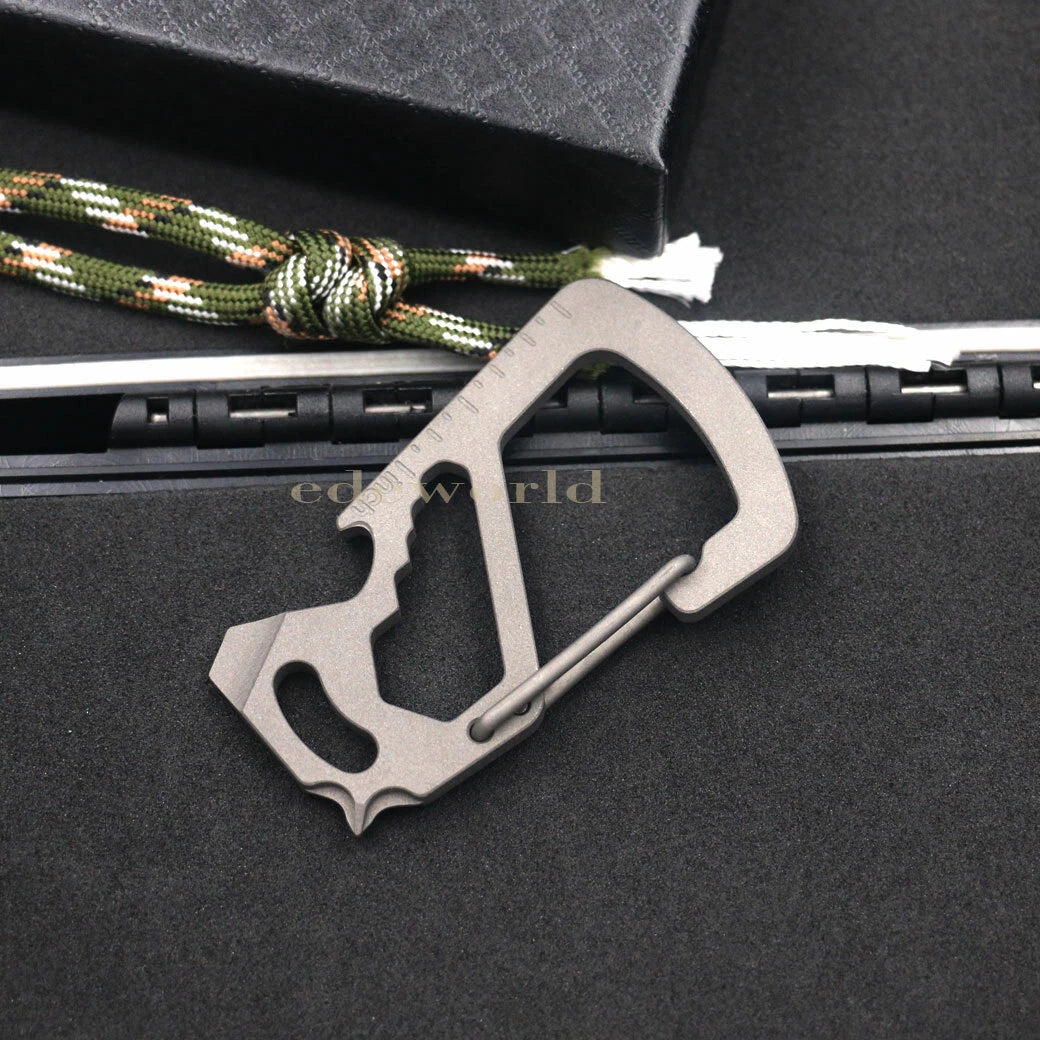 Titanium Alloy Keychain Carabiner Opener Wrench Outdoor Camping Multi EDC Tools 07FC0E-D4 - KOEEK