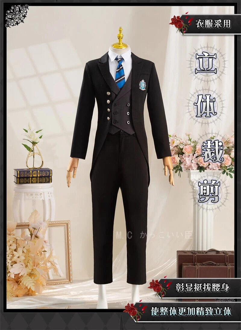 Black Butler Cosplay Costume Ciel Phantomhive Sebastian Michaelis Pants Coat Hat 07FC0E-D4 - KOEEK