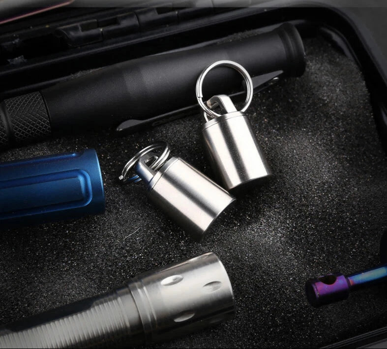 Mini Titanium Keychain Storage Box Pill Capsula Case Outdoor Portable EDC Tool 07FC0E-D4 - KOEEK