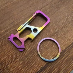 Titanium Alloy Mechanic Key Chain Multi Tools EDC Card Carabiner with Key Ring 07FC0E-D4 - KOEEK