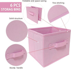 Pink Storage Boxes,Set of 3,9.0 inches x 7.5 inches x 7.5 inches,Foldable Fabric 07FC0E-D4 - KOEEK