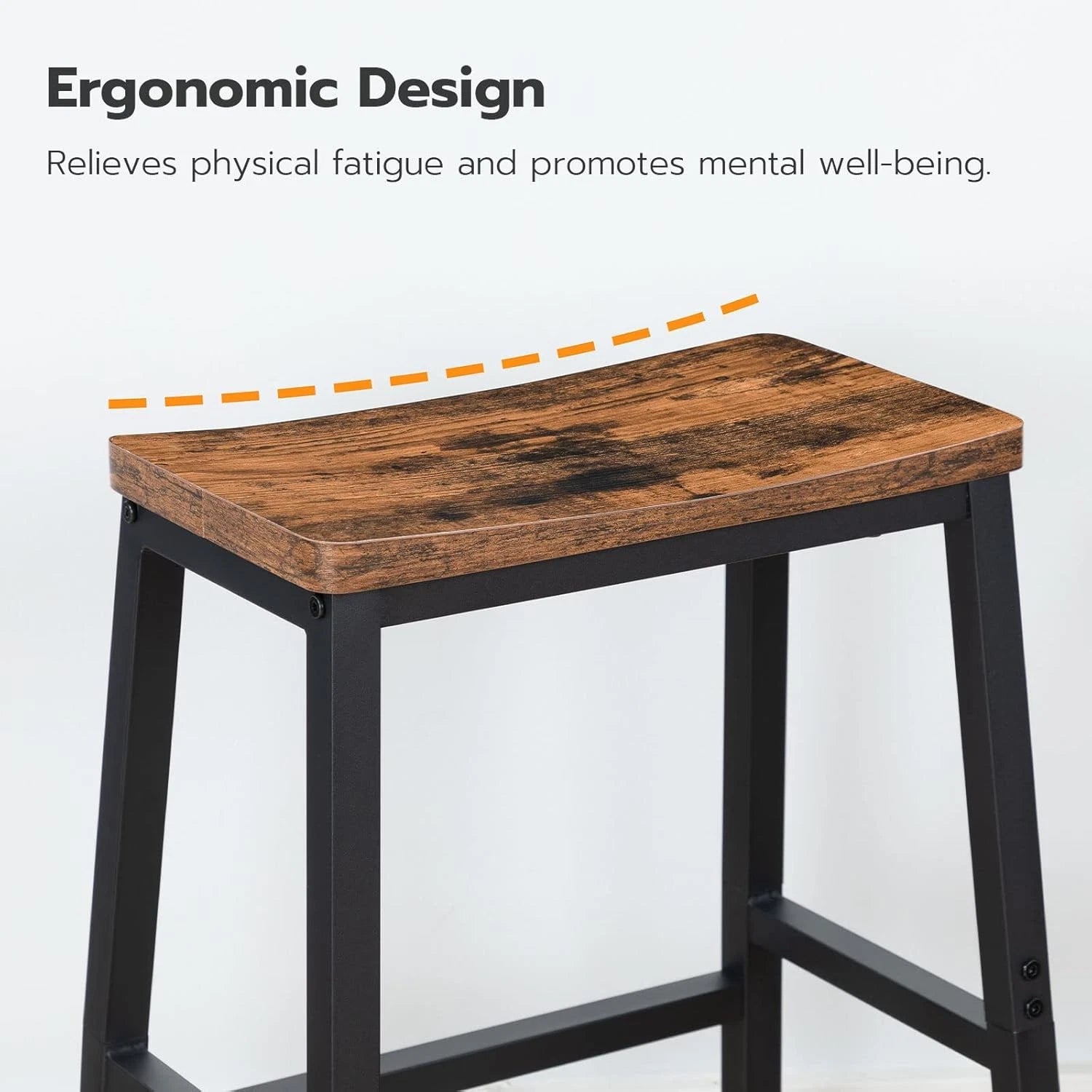 Bar stool, set of 2 bar chairs, 23.6-inch saddle stool 07FC0E-D4 - KOEEK