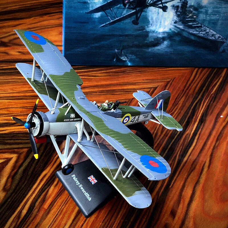 1/72 WWII UK Fairey Swordfish Fighter Aircraft Static Display Alloy Model 07FC0E-D4 - KOEEK