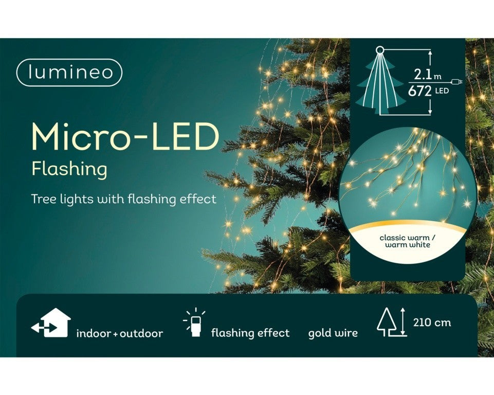 Kaemingk  672 Micro LED Flashing Christmas Tree Lights w/Flashing Effect 210cm 07FC0E-D4 - KOEEK
