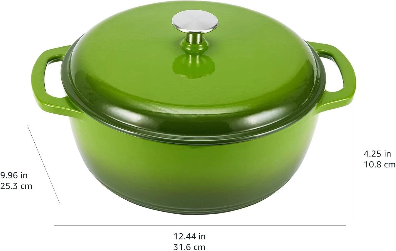 Cast Iron Dutch Oven Pan with Lid, Enameled, Double Handle, 4.3-Quart, Green 07FC0E-D4 - KOEEK