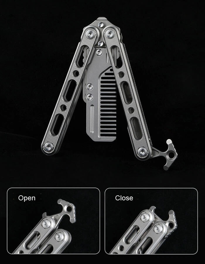 Outdoor Titanium Pocket Folded Comb Replaceable Blade Portable Practice EDC Tool EDC - KOEEK