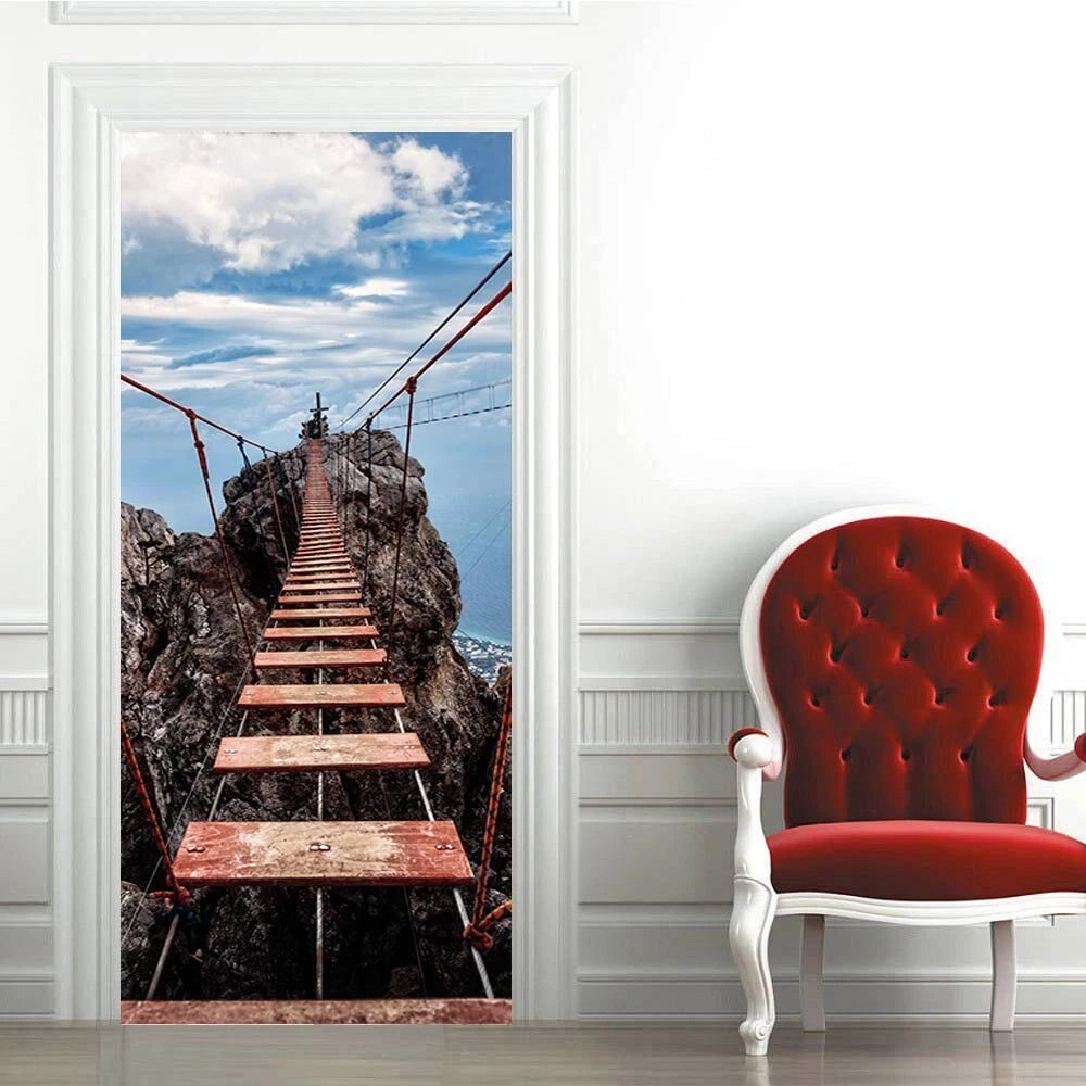 Drawbridge 3D Self Adhesive Bedroom Door Wrap Mural Wall Stickers Home Decals 07FC0E-D4 - KOEEK