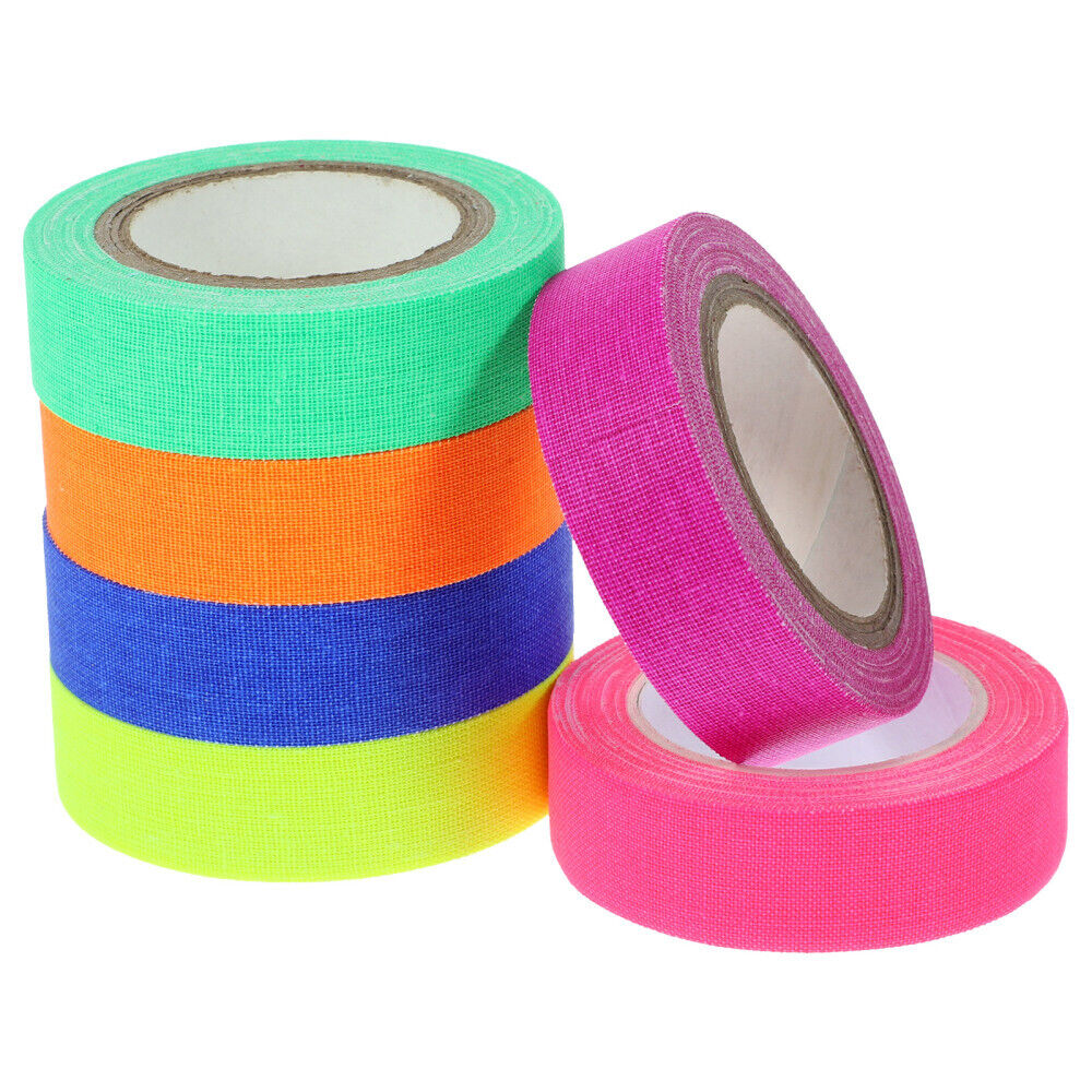 ny 6 ruller Neon Cloth Tapes Bright Spike UV Blacklight Høy viskositet Lysende